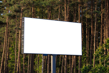 Background for design, white billboards on city streets and along roads