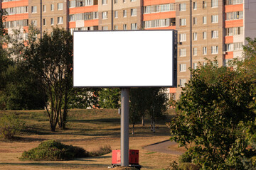 Background for design, white billboards on city streets and along roads
