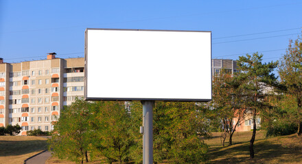 Background for design, white billboards on city streets and along roads
