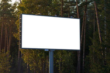 Background for design, white billboards on city streets and along roads