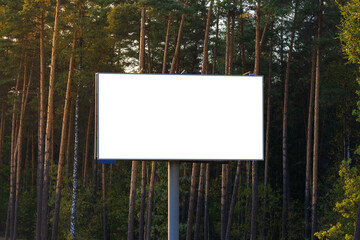 Background for design, white billboards on city streets and along roads