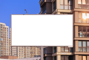 Obraz premium Background for design. Advertising billboard along the road in the city on a sunny day