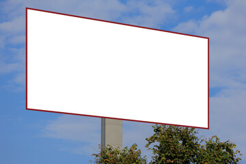 Background for design. Advertising billboard along the road in the city on a sunny day