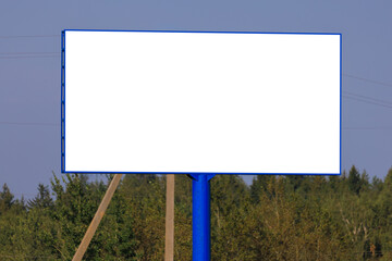 Background for design. Advertising billboard along the road in the city on a sunny day