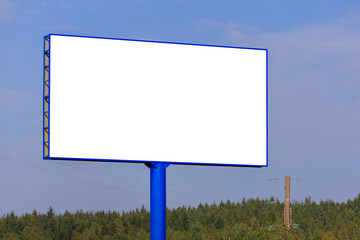 Background for design. Advertising billboard along the road in the city on a sunny day