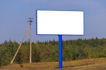Background for design. Advertising billboard along the road in the city on a sunny day