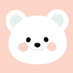 Simple and cute flat colored Polar Bear front face