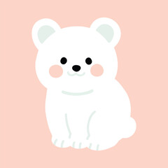 Simple and cute flat colored full body Polar Bear