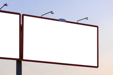 Obraz premium Background for design. Advertising billboard along the road in the city on a sunny day