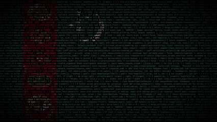 Binary code on flag of Turkmenistan. Program source code or Hacker concept on Turkmen flag....