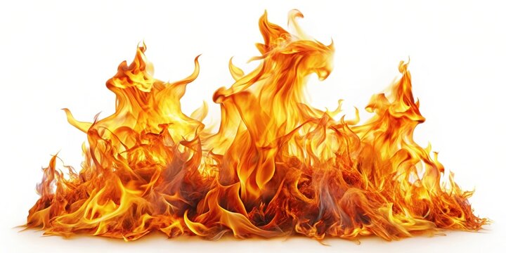 A Fiery Blaze of Orange and Yellow Flames Dancing in the Air, a Symbol of Energy, Passion, and Uncontrollable Power