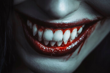 Naklejka premium close up of vampire teeth