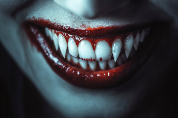 Naklejka premium close up of vampire teeth