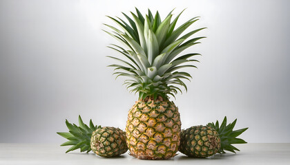Fototapeta premium Realistic Pineapple Tree with Growing Pineapples