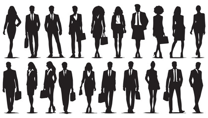 Businessman, Woman posing , walking in street vector illustration design background