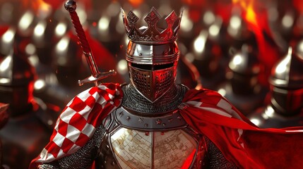 Animated Chess Piece in Crown and Helmet