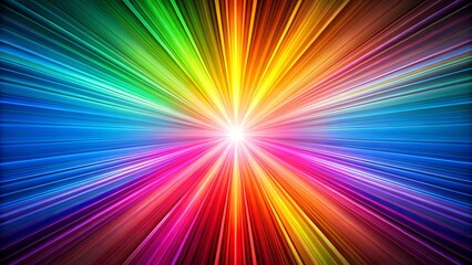Obraz premium Bright abstract background with radiant beams of color converging towards a central light 