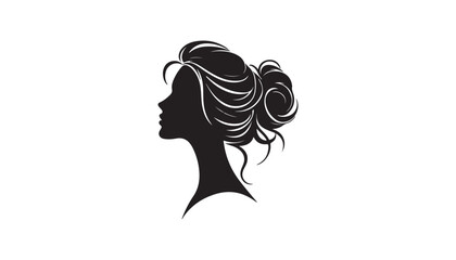 Cute girl posing haircut style black and white vector illustration design background