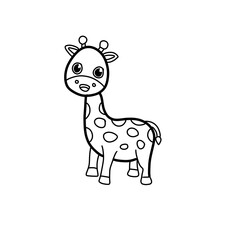 cartoon giraffe vector illustration coloring book for kids 