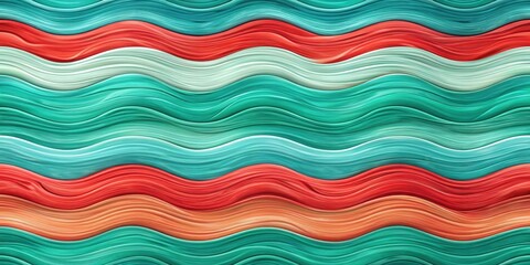 Abstract Colorful Wavy Lines Pattern A Seamless Texture with Vibrant Hues of Teal, Red, and Orange