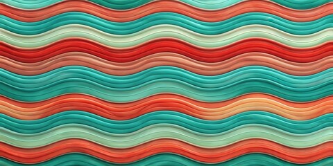 Abstract Pattern of Wavy Lines in Pastel Hues of Orange, Green and Yellow