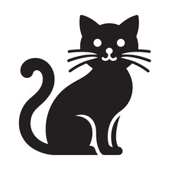 Vector silhouette of the black cat, isolated on white background