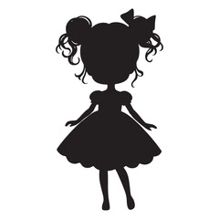 Silhouette of a girl with beautiful dress