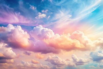 Soft pastel colored clouds and sky creating a forced perspective illusion