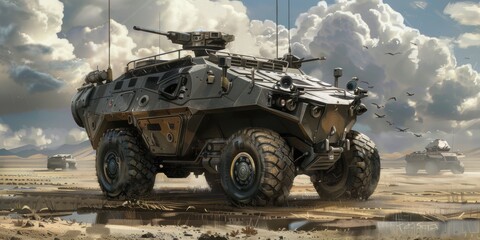Fototapeta premium Modern Armored Transport Vehicle. Military technology concept