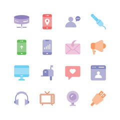 Grab this creatively designed network and communication icons set