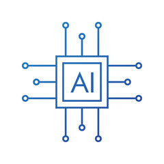AI Chip - Artificial Intelligence Technology Minimal Blue Vector Icon