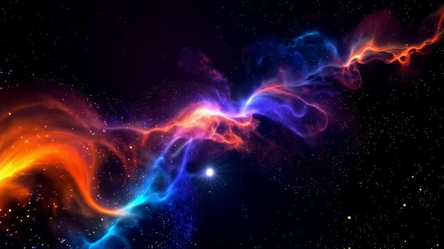 Colorful Cosmic Nebula - Swirling Gaseous Clouds and Stars