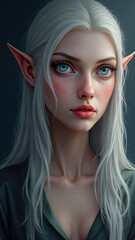 Enchanting Elf Woman with Silver Hair and Piercing Eyes