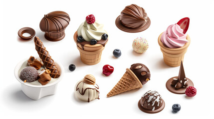 Indulge in delightful assortment of ice cream treats, featuring various flavors and toppings. This colorful display includes cones, cups, and chocolate covered delights, perfect for any dessert