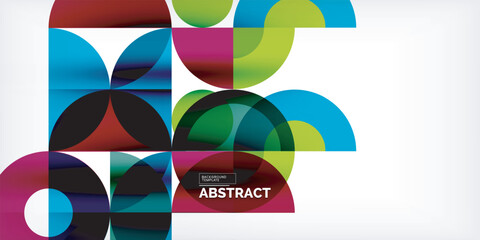 Obraz premium Minimal geometric abstract background. Circle square and triangle design. Trendy techno business template for wallpaper, banner, background or landing