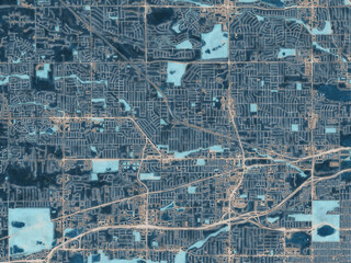 Obraz premium Painterly Style City Map of Arvada Colorado, USA in a Blue Color Scheme.