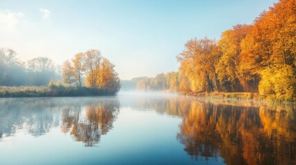 Fototapeta premium Colorful trees by river
