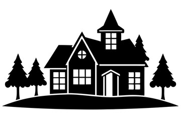 House | vector silhouette illustration on white background