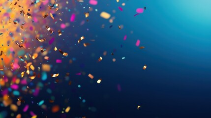 Vibrant Confetti Explosion on a Dark Blue Background