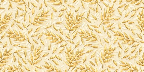 Obraz premium A Delicate Pattern of Golden Oat Sprays and Their Detached Seed Pods on a Soft Cream Background