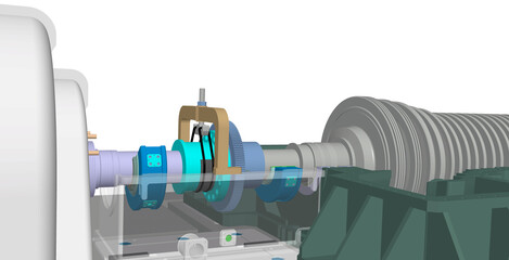 Special tools rotor hanger for replace journal bearing turbine 3D illustration