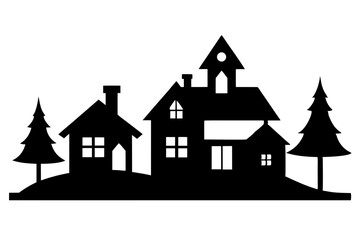 House | vector silhouette illustration on white background