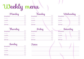weekly menu planner fitness