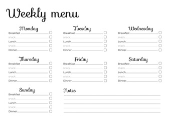 weekly menu planner 