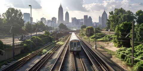 Naklejka premium Urban Connectivity. Charlotte Area Transportation High Detailed Wallpaper Concept