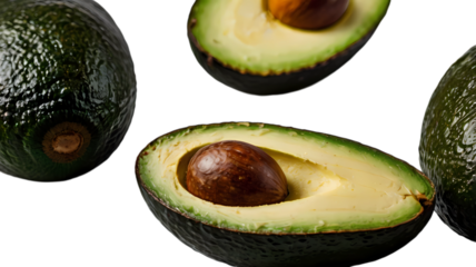 avocados isolated on white background, avocado on white transparent background PNG high quality 