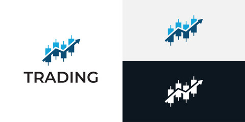 Trading candlestick logo icon template.