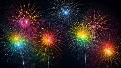 Obraz premium fireworks with different colors in night sky