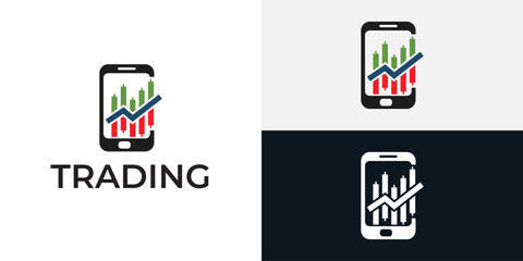 Trading candlestick logo icon template.