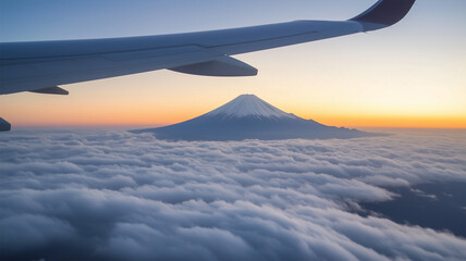 朝焼けに浮かぶ雲海の富士山